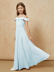 Off-the-shoulder A-Line Junior Bridesmaid Dresses Mist