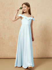 Off-the-shoulder A-Line Junior Bridesmaid Dresses Mist