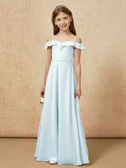 Off-the-shoulder A-Line Junior Bridesmaid Dresses Mist