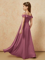 Off-the-shoulder A-Line Junior Bridesmaid Dresses Mulberry