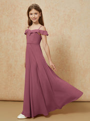 Off-the-shoulder A-Line Junior Bridesmaid Dresses Mulberry