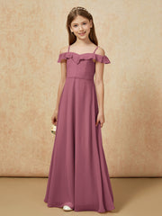 Off-the-shoulder A-Line Junior Bridesmaid Dresses Mulberry