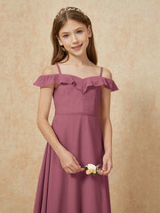 Off-the-shoulder A-Line Junior Bridesmaid Dresses Mulberry