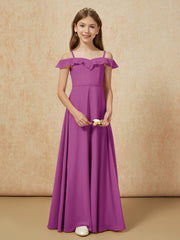 Off-the-shoulder A-Line Junior Bridesmaid Dresses Orchid