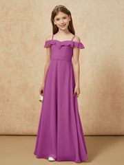 Off-the-shoulder A-Line Junior Bridesmaid Dresses Orchid
