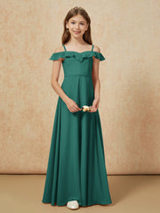Off-the-shoulder A-Line Junior Bridesmaid Dresses Peacock