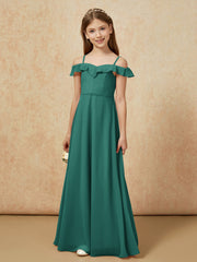 Off-the-shoulder A-Line Junior Bridesmaid Dresses Peacock