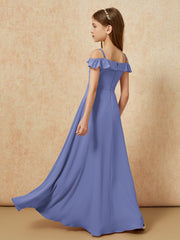 Off-the-shoulder A-Line Junior Bridesmaid Dresses Periwinkle