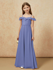 Off-the-shoulder A-Line Junior Bridesmaid Dresses Periwinkle