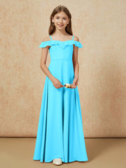 Off-the-shoulder A-Line Junior Bridesmaid Dresses Pool
