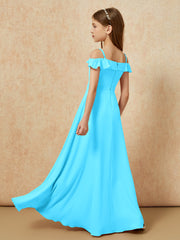Off-the-shoulder A-Line Junior Bridesmaid Dresses Pool