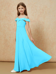 Off-the-shoulder A-Line Junior Bridesmaid Dresses Pool