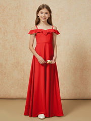 Off-the-shoulder A-Line Junior Bridesmaid Dresses Red