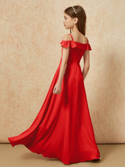 Off-the-shoulder A-Line Junior Bridesmaid Dresses Red