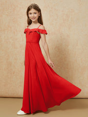 Off-the-shoulder A-Line Junior Bridesmaid Dresses Red