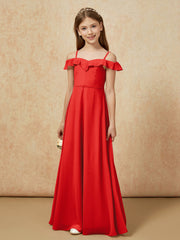Off-the-shoulder A-Line Junior Bridesmaid Dresses Red