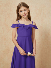 Off-the-shoulder A-Line Junior Bridesmaid Dresses Regency