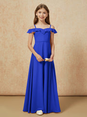 Off-the-shoulder A-Line Junior Bridesmaid Dresses Royal Blue
