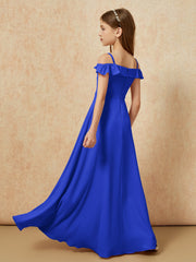 Off-the-shoulder A-Line Junior Bridesmaid Dresses Royal Blue