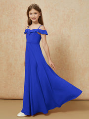 Off-the-shoulder A-Line Junior Bridesmaid Dresses Royal Blue