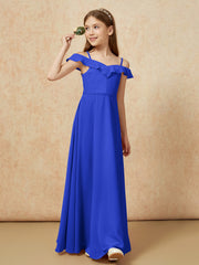 Off-the-shoulder A-Line Junior Bridesmaid Dresses Royal Blue