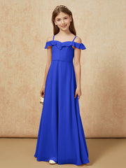 Off-the-shoulder A-Line Junior Bridesmaid Dresses Royal Blue