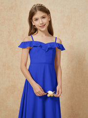 Off-the-shoulder A-Line Junior Bridesmaid Dresses Royal Blue
