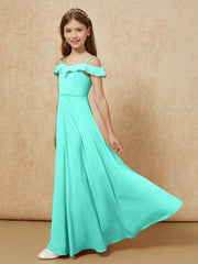 Off-the-shoulder A-Line Junior Bridesmaid Dresses Spa