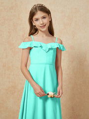 Off-the-shoulder A-Line Junior Bridesmaid Dresses Spa