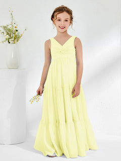 Sleeveless Chiffon Junior Bridesmaid Dresses with Bow Daffodil