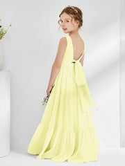 Sleeveless Chiffon Junior Bridesmaid Dresses with Bow Daffodil