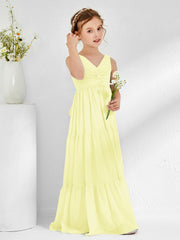 Sleeveless Chiffon Junior Bridesmaid Dresses with Bow Daffodil
