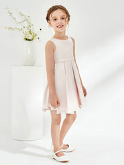 Cute Scoop Pleated Knee-Length Girl's Dress Rose Petal