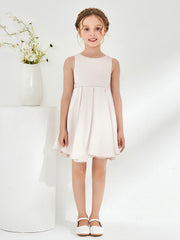 Cute Scoop Pleated Knee-Length Girl's Dress Rose Petal