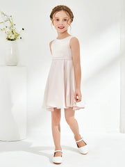 Cute Scoop Pleated Knee-Length Girl's Dress Rose Petal
