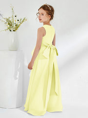 Bateau Neckline Ruffle Junior Bridesmaid Gowns Daffodil