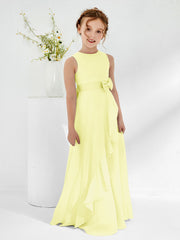 Bateau Neckline Ruffle Junior Bridesmaid Gowns Daffodil