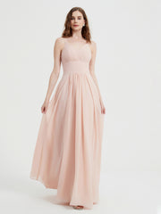 Spaghetti Strap V neck Chiffon Dress with Pockets Pearl Pink Plus Size