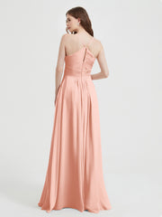 Spaghetti Strap V neck Chiffon Dress with Pockets Coral Plus Size
