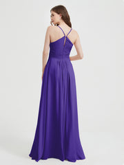 Spaghetti Strap V neck Chiffon Dress with Pockets Regency Plus Size