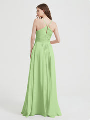 Spaghetti Strap V neck Chiffon Dress with Pockets Sage Plus Size