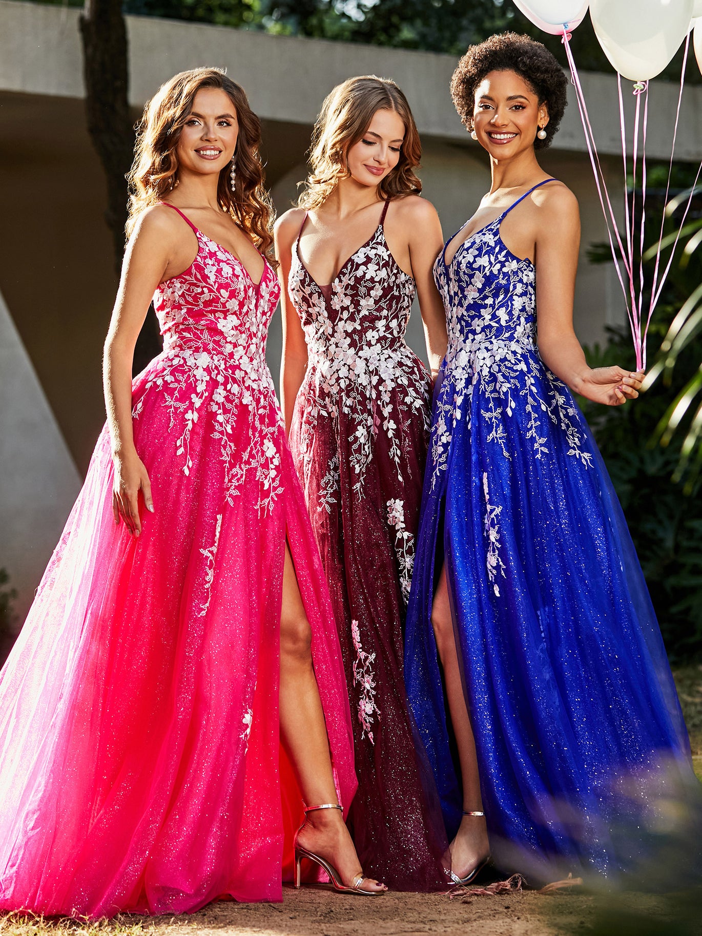 BABARONI BABARONI Tulle Lace Burgundy Prom Dresses A-line V-neck Spaghetti Straps With Slit Lace Appliqued Ruched, Burgundy / US0 BABARONI BABARONI Tulle Lace Burgundy Prom Dresses A-line V-neck Spaghetti Straps With Slit Lace Appliqued Ruched, Burgundy / US0