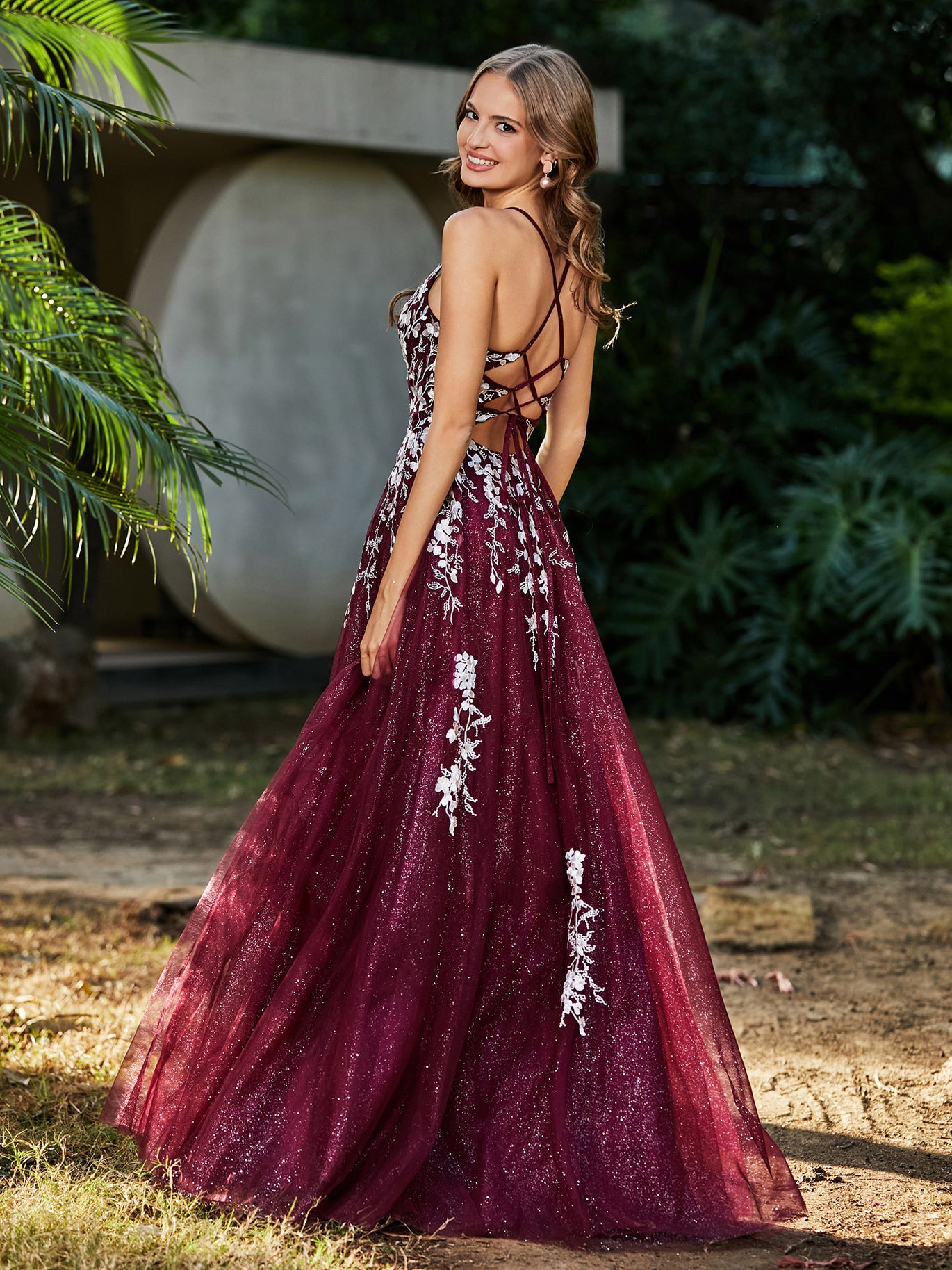 2 piece prom dresses burgundy Burgundy V Neck 2 Piece Junior Prom Dress GTEEN115