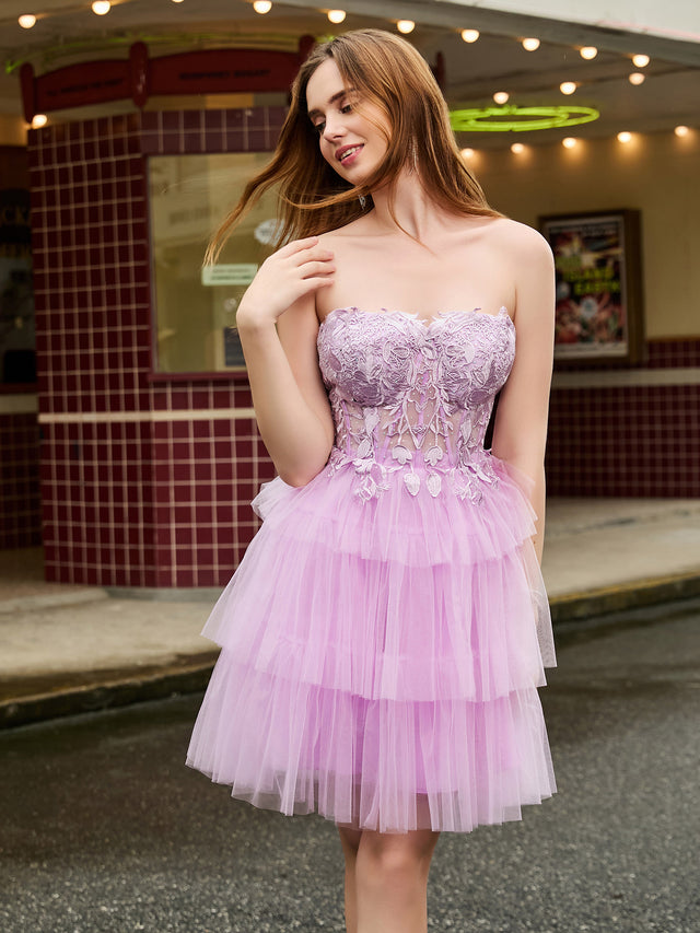 Corset Top Tiered Short Tulle Dress Mist main image 0