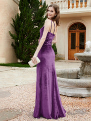 One Shoulder Sheath Velvet Gown Grape Plus Size