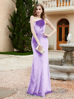 One Shoulder Sheath Velvet Gown Lilac
