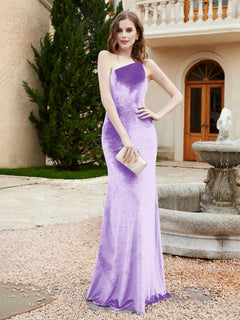 One Shoulder Sheath Velvet Gown Lilac Plus Size