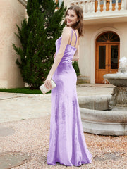 One Shoulder Sheath Velvet Gown Lilac