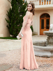 One Shoulder Sheath Velvet Gown Pearl Pink