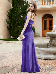 One Shoulder Sheath Velvet Gown Regency